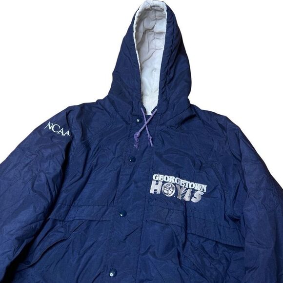 Vintage 90s Georgetown Hoyas Full Zip Hooded Insulated Jacket Large - Picture 4 of 9